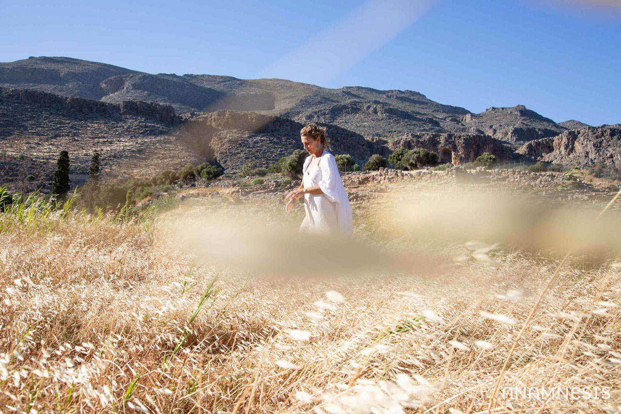 Apostolia Papadamaki in Zakros, Crete during the creative preparations for the ANAMNESIS performance 'All Is One' 